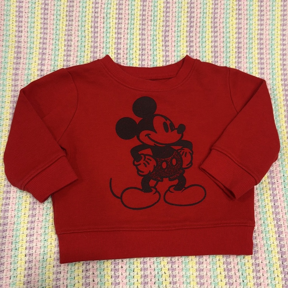 Disney Jumping Beans Kids Softest Fleece Red Mickey Mouse Sweatshirt Boys 12M !